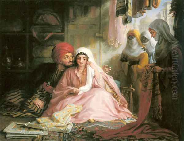 Moroccan Courtship Oil Painting by Edward F. Green