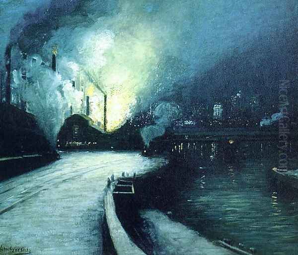 Industrial Scene, Pittsburgh 1928 Oil Painting by Aaron Harry Gorson