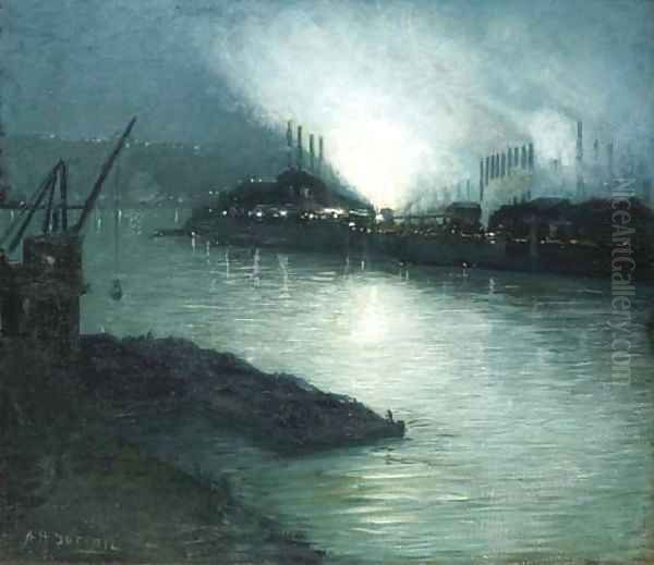 Pittsburgh at Night Oil Painting by Aaron Harry Gorson