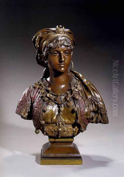 Bust Of A Turkish Princess Oil Painting by Adrien-Etienne Gaudez