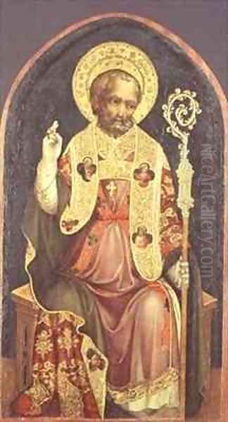 A Bishop Saint Oil Painting by Michele (di Taddeo di Giovanni Bono) Giambono