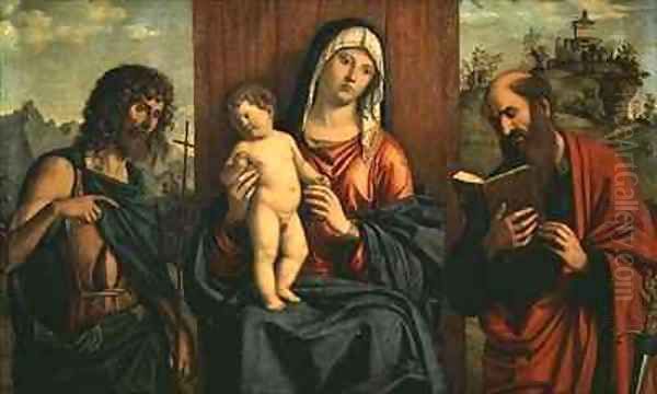 Madonna and Child with St John the Baptist and St Paul Oil Painting by Michele (di Taddeo di Giovanni Bono) Giambono