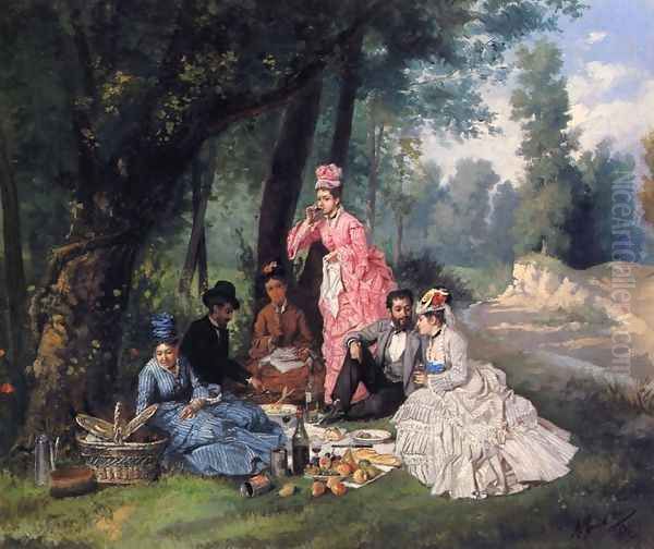 The Picnic Oil Painting by Antonio Garcia Y Mencia