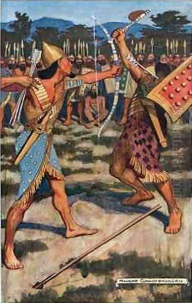 Senuhet Slays the Warrior of Tonu Oil Painting by Maurice William Greiffenhagen