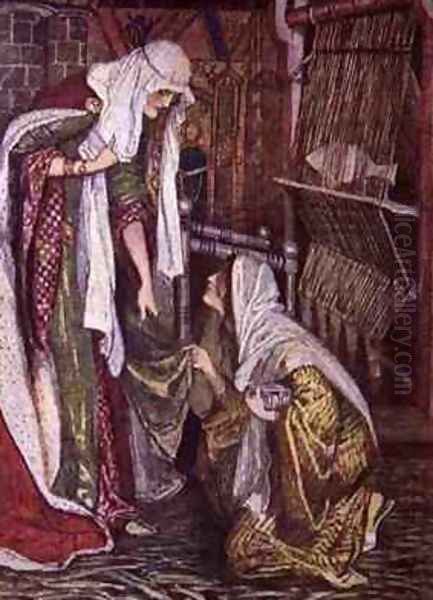 To the Surprise of the Lady of Ivanhoe Her Fair Visitant Kneeled On One Knee Oil Painting by Maurice William Greiffenhagen