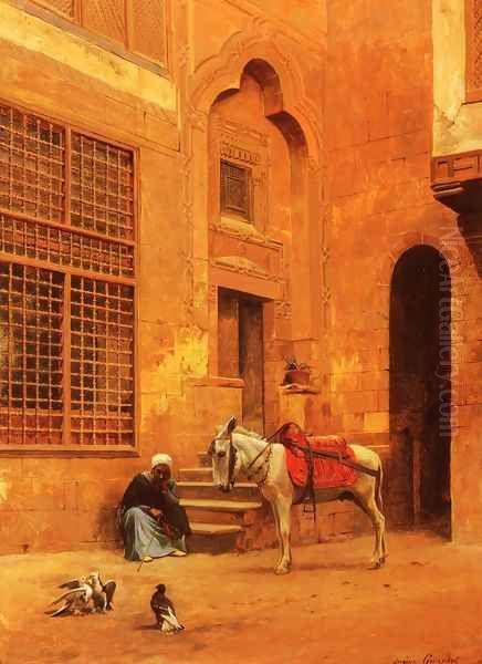 In The Courtyard Oil Painting by Eugene-Alexis Girardet