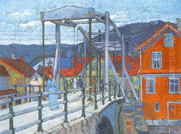 Canal Bridge, Flekkefjord Oil Painting by Harold Gilman