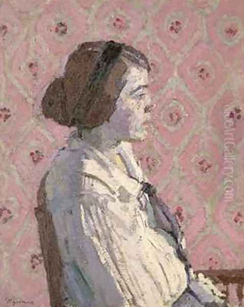 Portrait in Profile Mary L Oil Painting by Harold Gilman