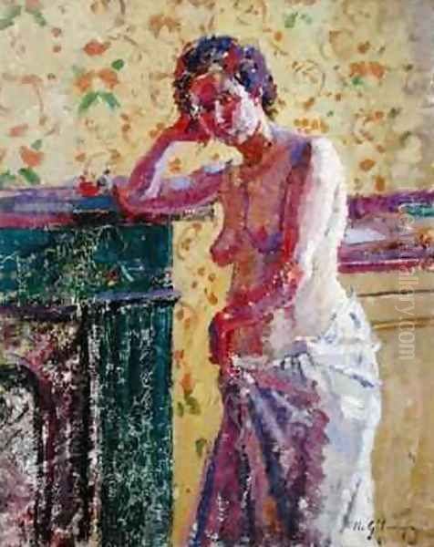 Interior with Nude Oil Painting by Harold Gilman