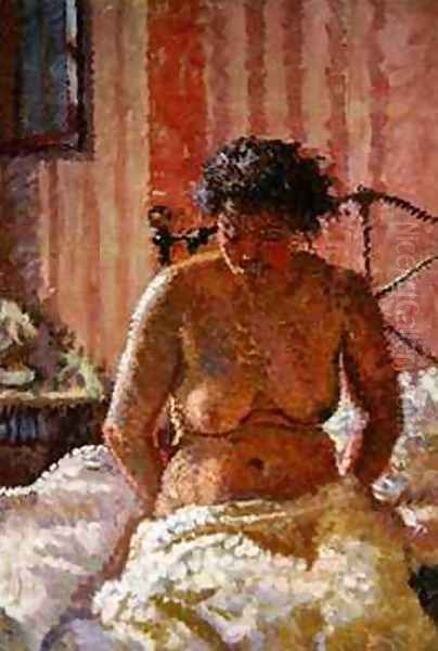 Nude in an Interior Oil Painting by Harold Gilman