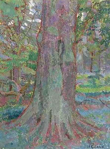 Tree Trunk Oil Painting by Harold Gilman