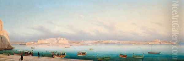 Sliema and Manoel Island from Marsamuscetto Oil Painting by Gian Gianni