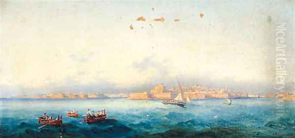 The Entrance To The Grand Harbour And Sliema Creek, Valletta, Malta Oil Painting by Gian Gianni