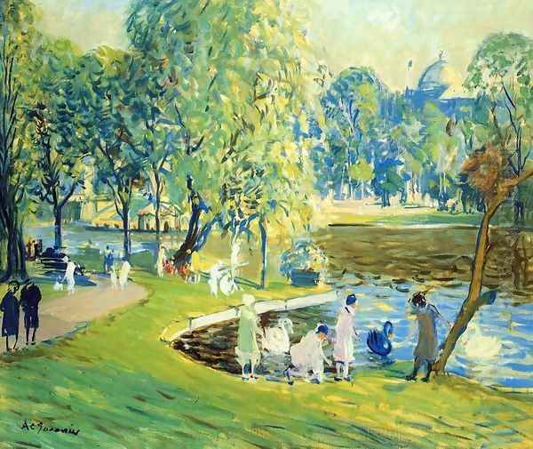 Public Garden, Boston Oil Painting by Arthur C. Goodwin