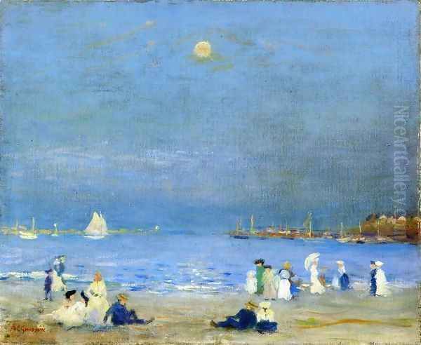 Beach Scene Oil Painting by Arthur C. Goodwin