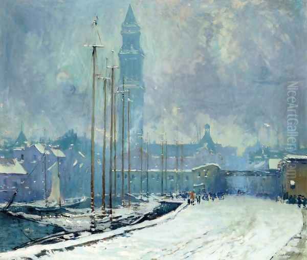 Customs House Tower, T-Wharf Oil Painting by Arthur C. Goodwin