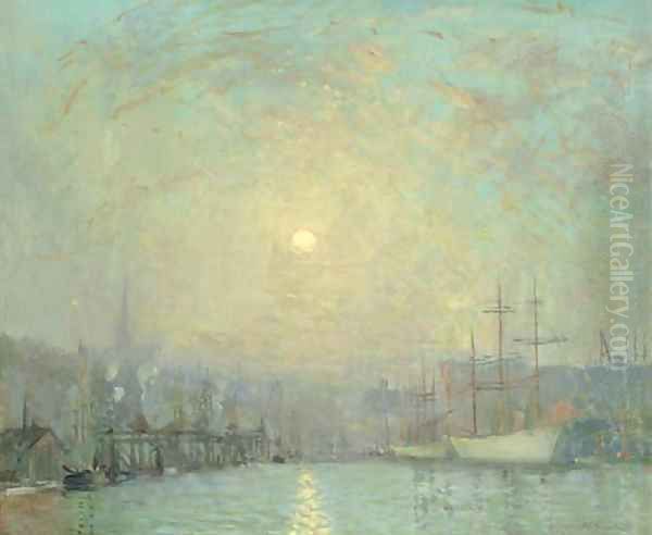 Mystic Dock, Boston Oil Painting by Arthur C. Goodwin