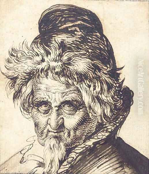 Head of a bearded man wearing a cap Oil Painting by Jacques de Gheyn