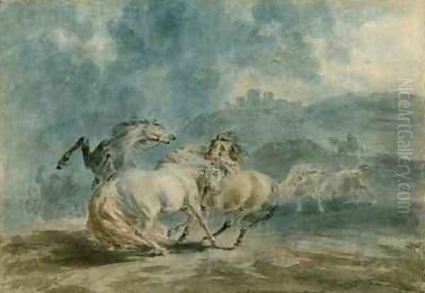 Horses Fighting Oil Painting by Sawrey Gilpin