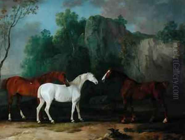 Three Hunters in a Rocky Landscape Oil Painting by Sawrey Gilpin