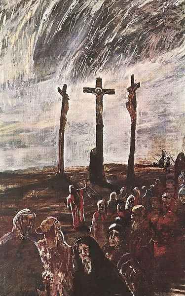 Golgotha 1912 Oil Painting by Lajos Gulacsy