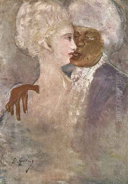 The Mulatto and the Sculpturesque White Woman 1910-13 Oil Painting by Lajos Gulacsy