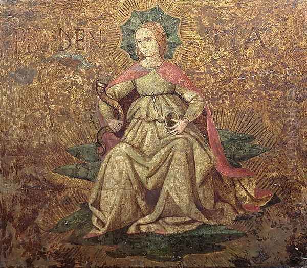 Allegory of Prudence, end panel of a cassone c.1460-65 Oil Painting by Apollonio di Giovanni