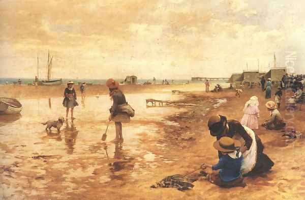 A day at the seaside Oil Painting by Alfred Glendening