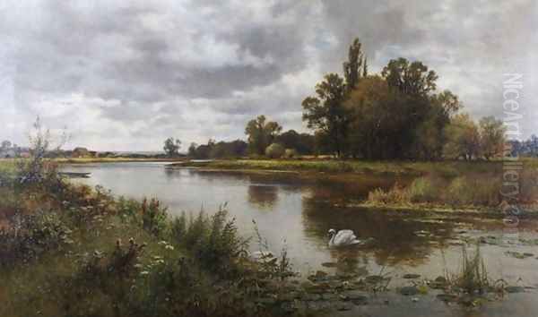 The Thames near Laleham Ferry Oil Painting by Alfred Glendening