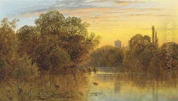 The Thames at sunset Oil Painting by Alfred Glendening