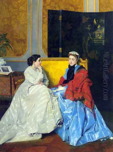 Confidences Oil Painting by Jules Adolphe Goupil