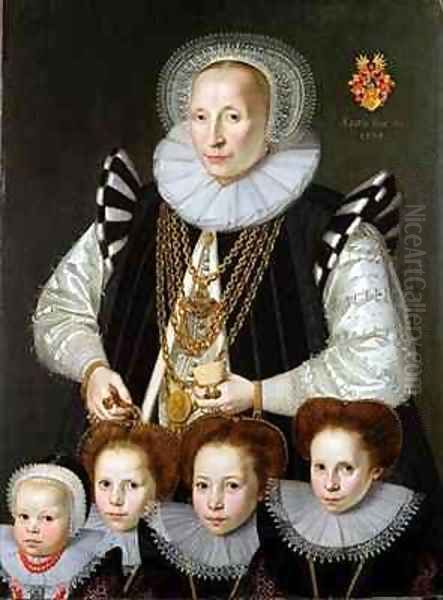 A Pair of Family Portraits Oil Painting by Gortzius Geldorp