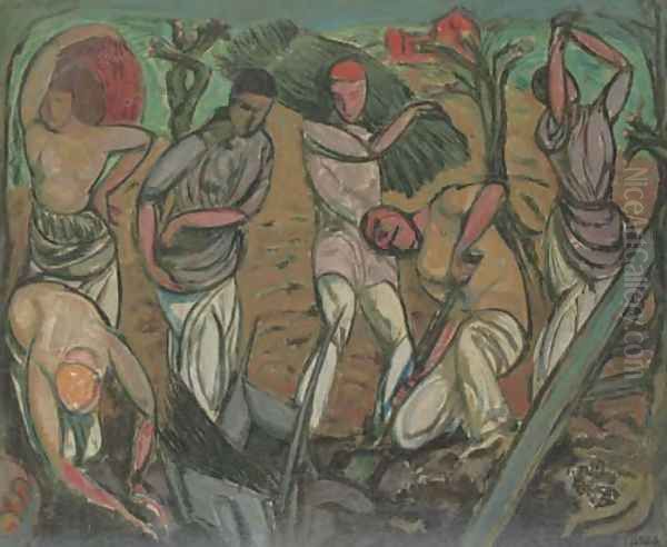 Harvest Oil Painting by Leopold Gottlieb