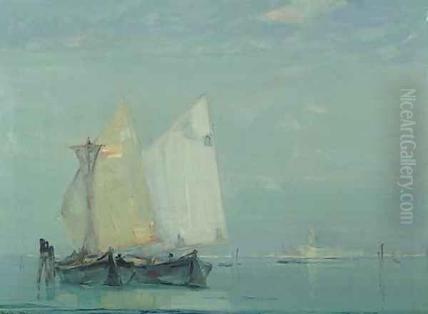 View of ships near Venice, 1918 Oil Painting by Oliver Dennett Grover