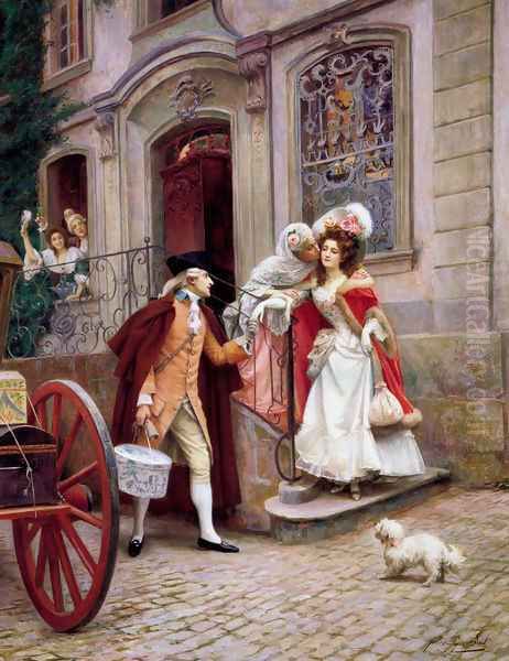 Depart En Voyage De Noces Oil Painting by Jules Girardet