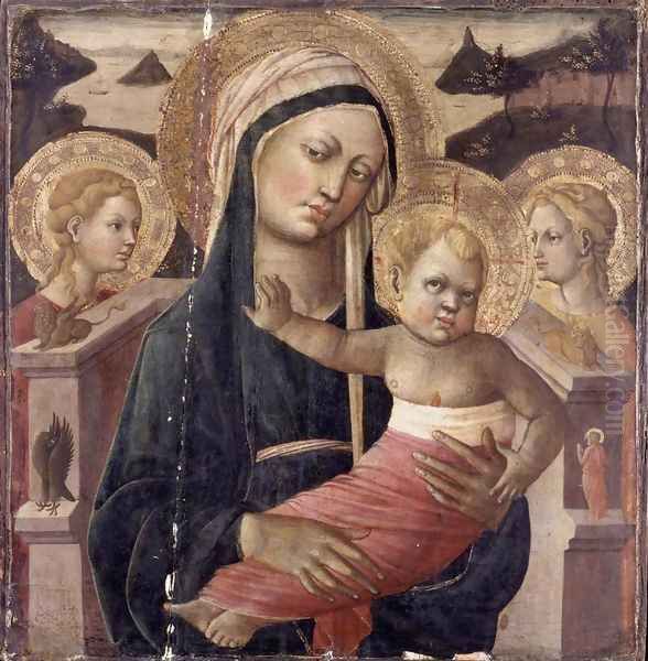 Madonna and Child Enthroned Oil Painting by Giovanni di ser Giovanni Guidi (see Scheggia)