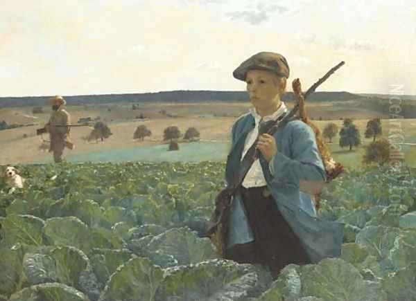 De retour de la chasse Oil Painting by Alphonse Gaudefroy