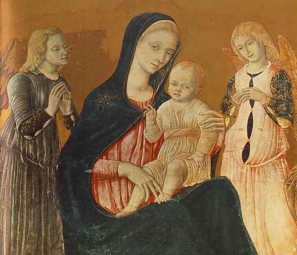 Madonna with Child and Two Angels Oil Painting by Matteo Di Giovanni