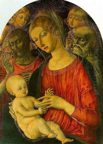 Madonna and Child with Angels and Saints Oil Painting by Matteo Di Giovanni