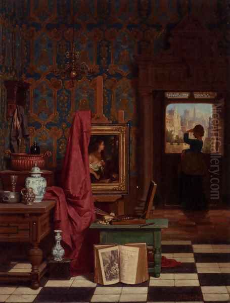 The Artist's Studio Oil Painting by Charles Joseph Grips