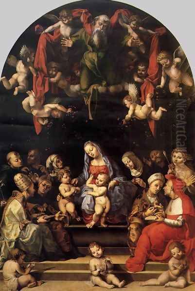 Virgin and Child with Saints Oil Painting by Girolamo Genga