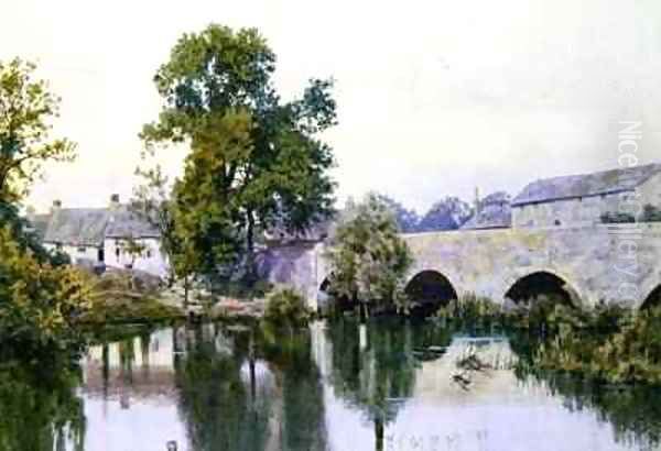 Stone bridge into village Oil Painting by William Fraser Garden