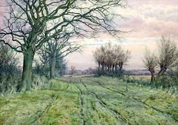 A Fenland Lane with Pollarded Willows Oil Painting by William Fraser Garden