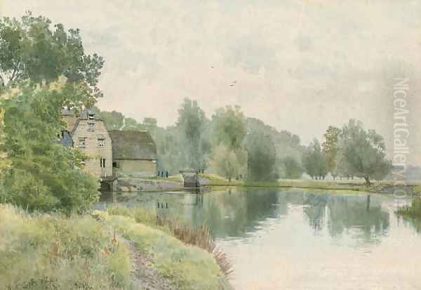 Houghton Mill on the River Ouse Oil Painting by William Fraser Garden