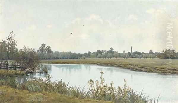 A peaceful stretch of the river Oil Painting by William Fraser Garden