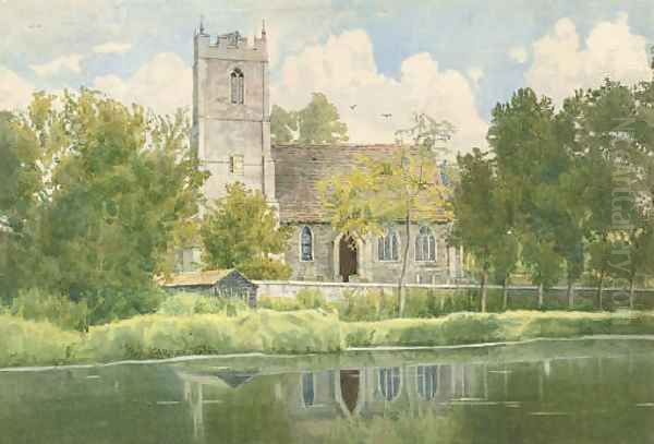 Hartford parish church on the banks of the Ouse Oil Painting by William Fraser Garden