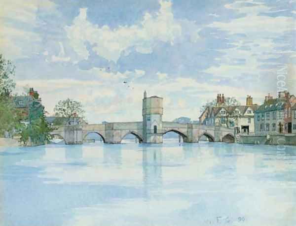 St Ives Bridge, St Ives, Huntingdonshire Oil Painting by William Fraser Garden