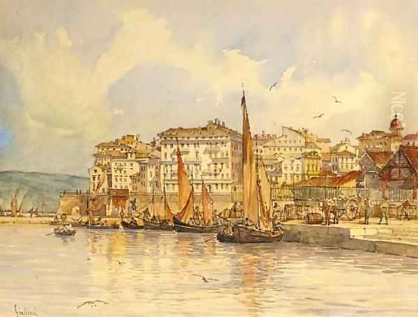 Grand houses near the old port, Corfu Oil Painting by Angelos Giallina