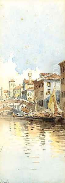 A Venetian backwater Oil Painting by Angelos Giallina