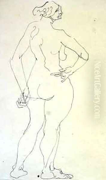 Female Nude with Hand on Hip Oil Painting by Henri Gaudier-Brzeska